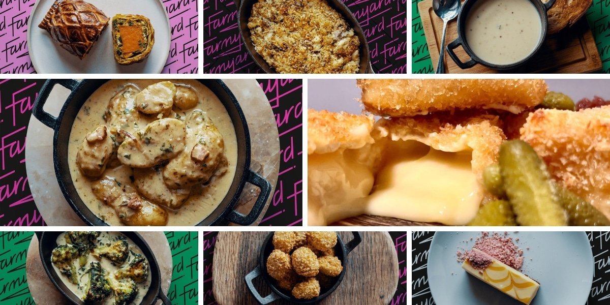Selection of eight Farmyard Frozen dishes featuring locally sourced cheeses